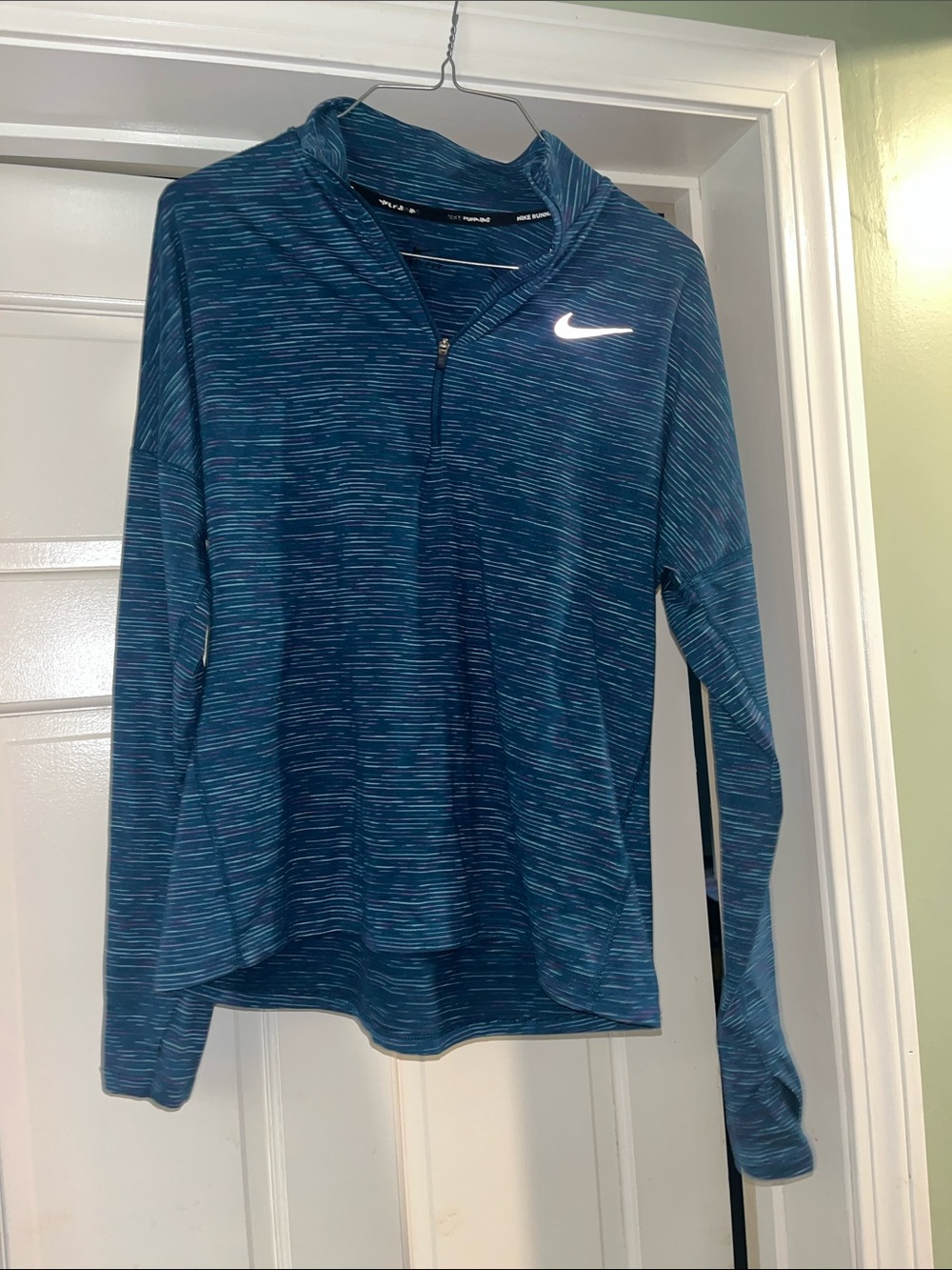 Nike Women's Blue Teal Space-Dye Half-Zip Pullover